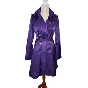 Green With Envy Purple Trench Coat Small Jewel Tone Recycled